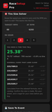 RaceSetupPro tire size solver showing the tire diameter needed for a target MPH and RPM with matching sidewall sizes